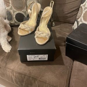 Gold BCBG braided from sling back sandals